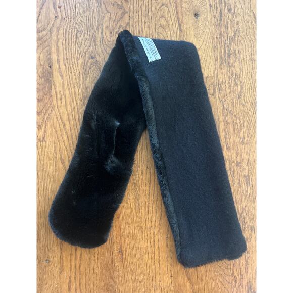 Vintage Preston & York Faux Fur Collar Scarf Pull-Thru Warm Neck Wrap Black Chic - Picture 4 of 4